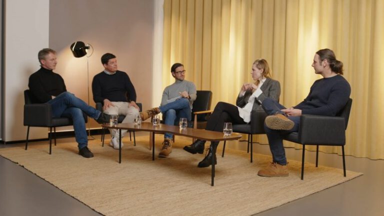 Sandra Cameron in conversation with four fellow speakers during an EO Day panel discussion.
