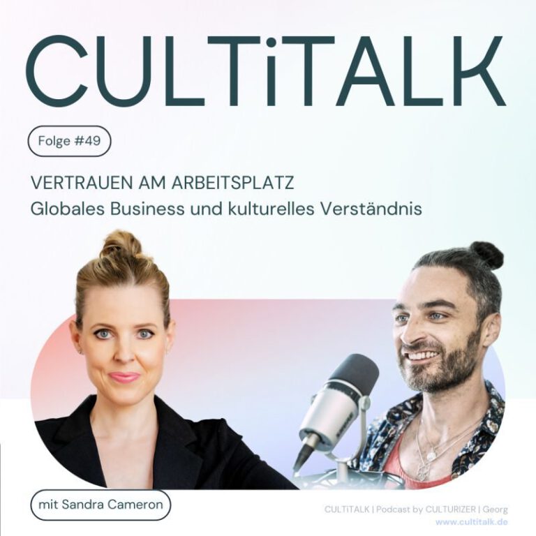 Sandra Cameron and Georg Wolfgang during a CULTiTALK podcast conversation about trust at work.
