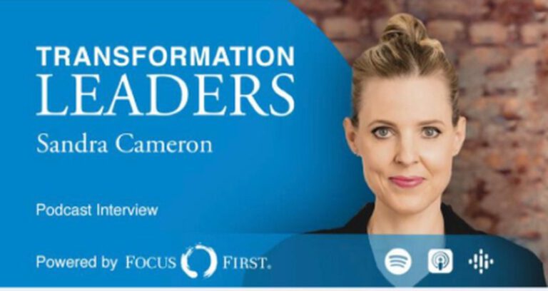Transformation Leaders podcast artwork featuring Sandra Cameron.